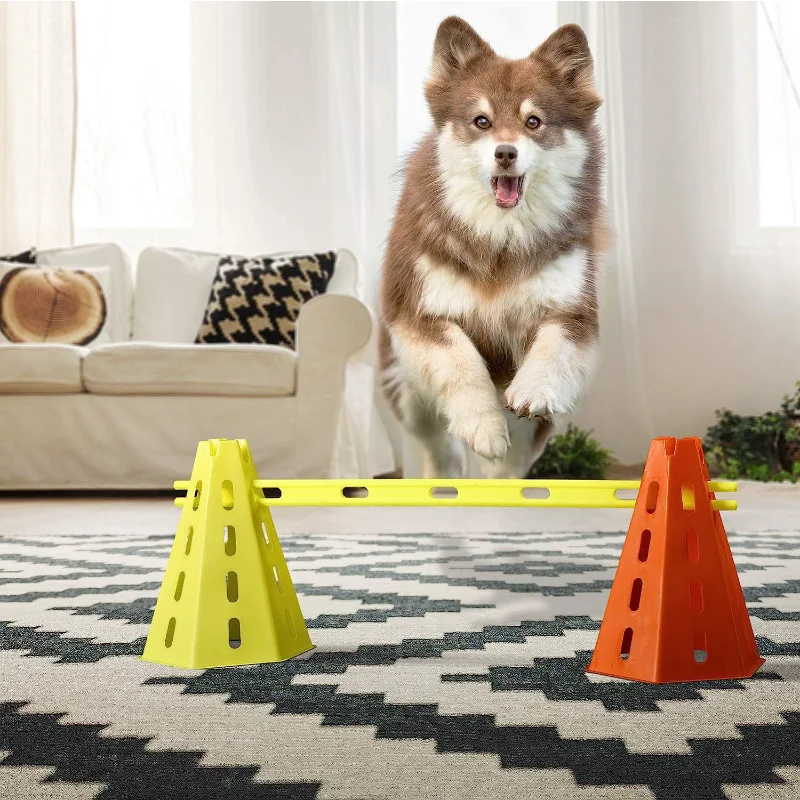 Ensemble d'entraînement en agilité pour animaux de compagnie Barre de saut Obstacle de entraînement pour chiens Appareil d'entraînement pour animaux de compagnie Fournitures pour animaux de compagnie