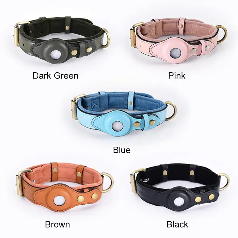 Collier anti-perte en cuir pour chien