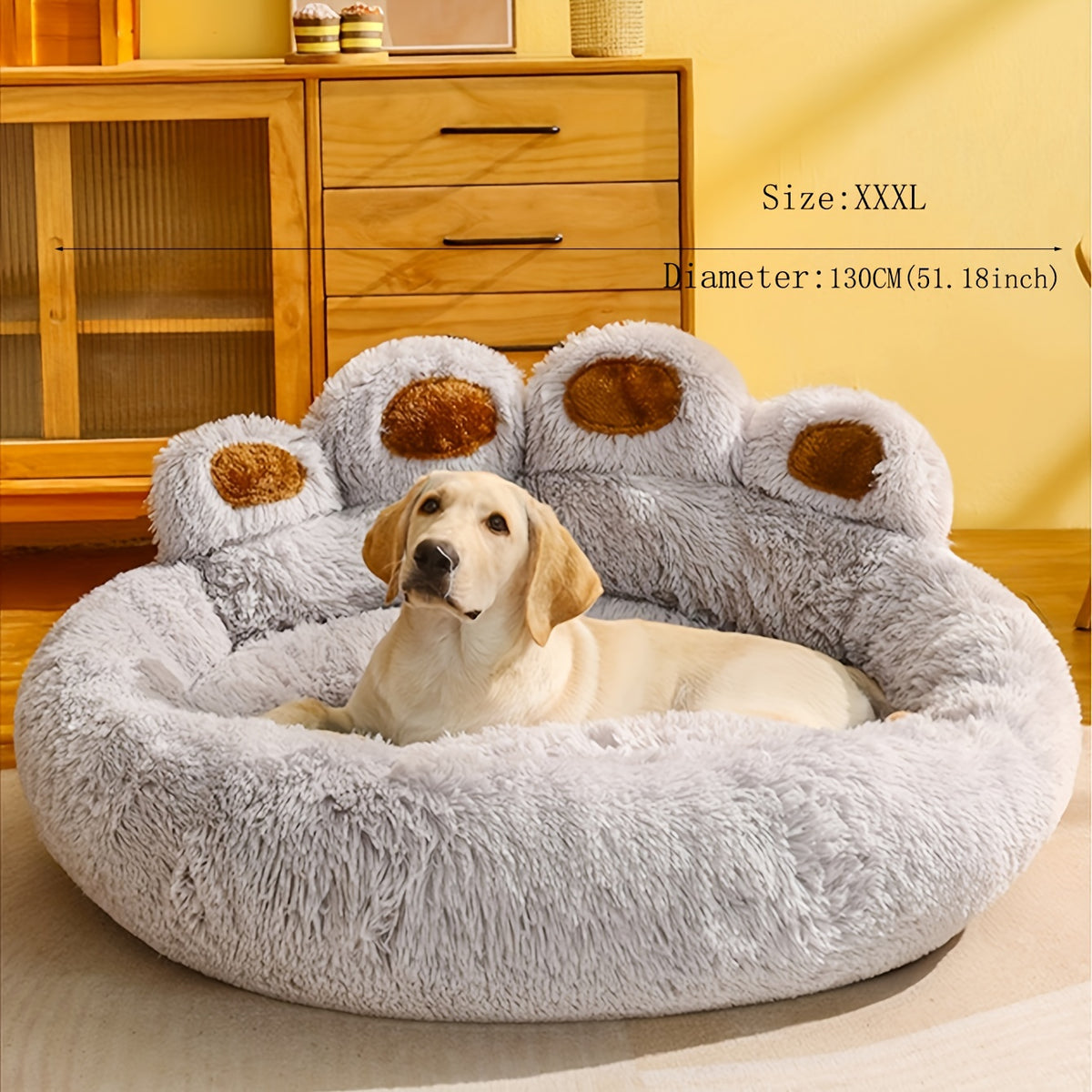 Canapé de Sommeil pour Animaux Domestiques en Peluche Douce et Longue pour Chien et Chat avec Couette Chaud pour l'Hiver