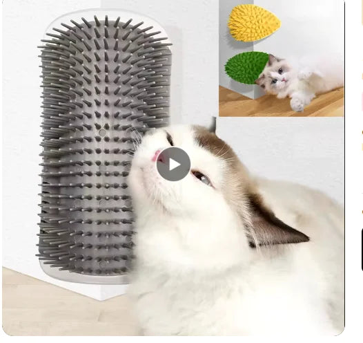 Griffoir d'angle pour chat, brosse de massage, planche à gratter pour chat